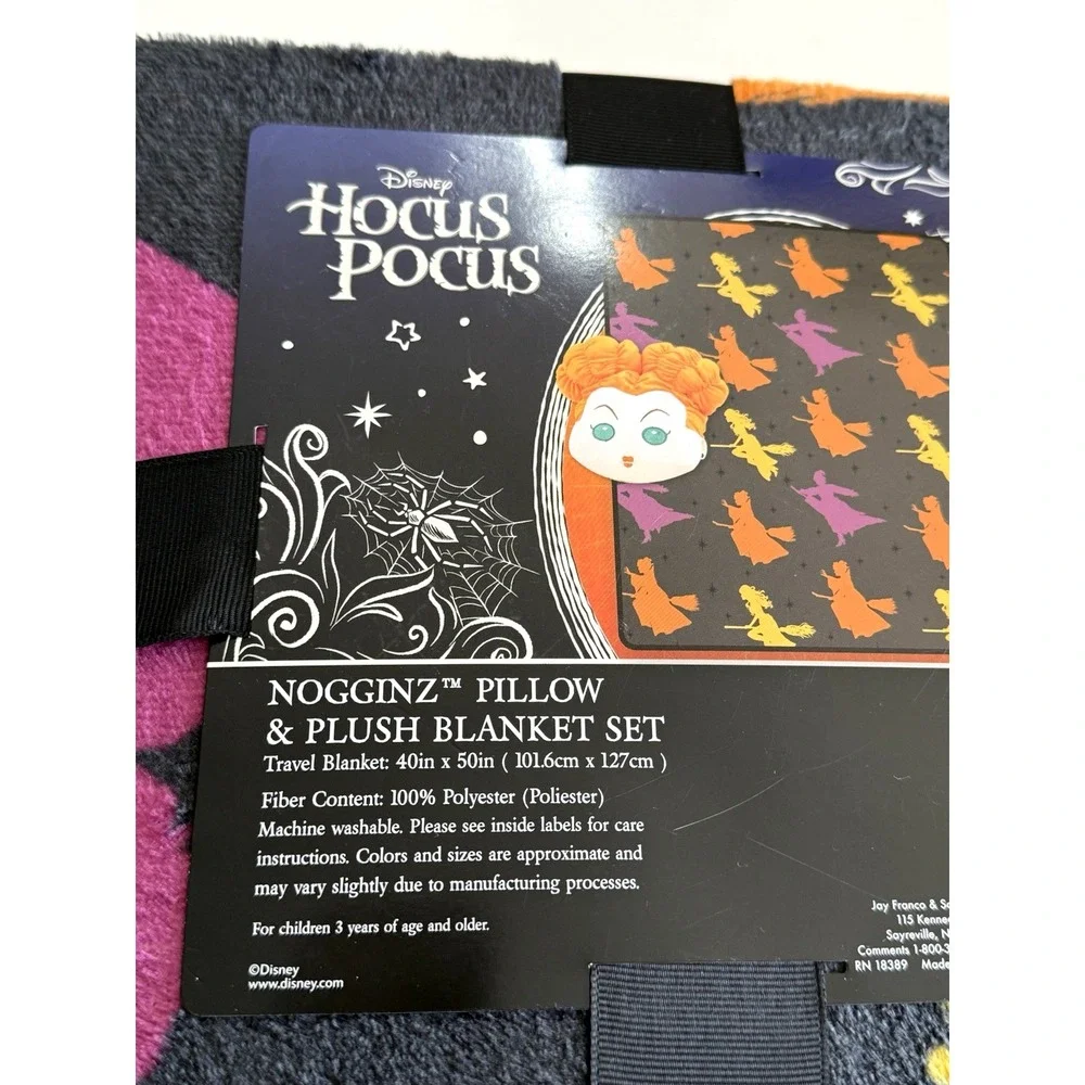 New Disney Hocus Pocus Winifred Sanderson Sister Pillow & Blanket Set Halloween